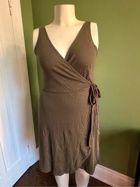 Sleeveless  Wrap Dress in Olive green Brown medium